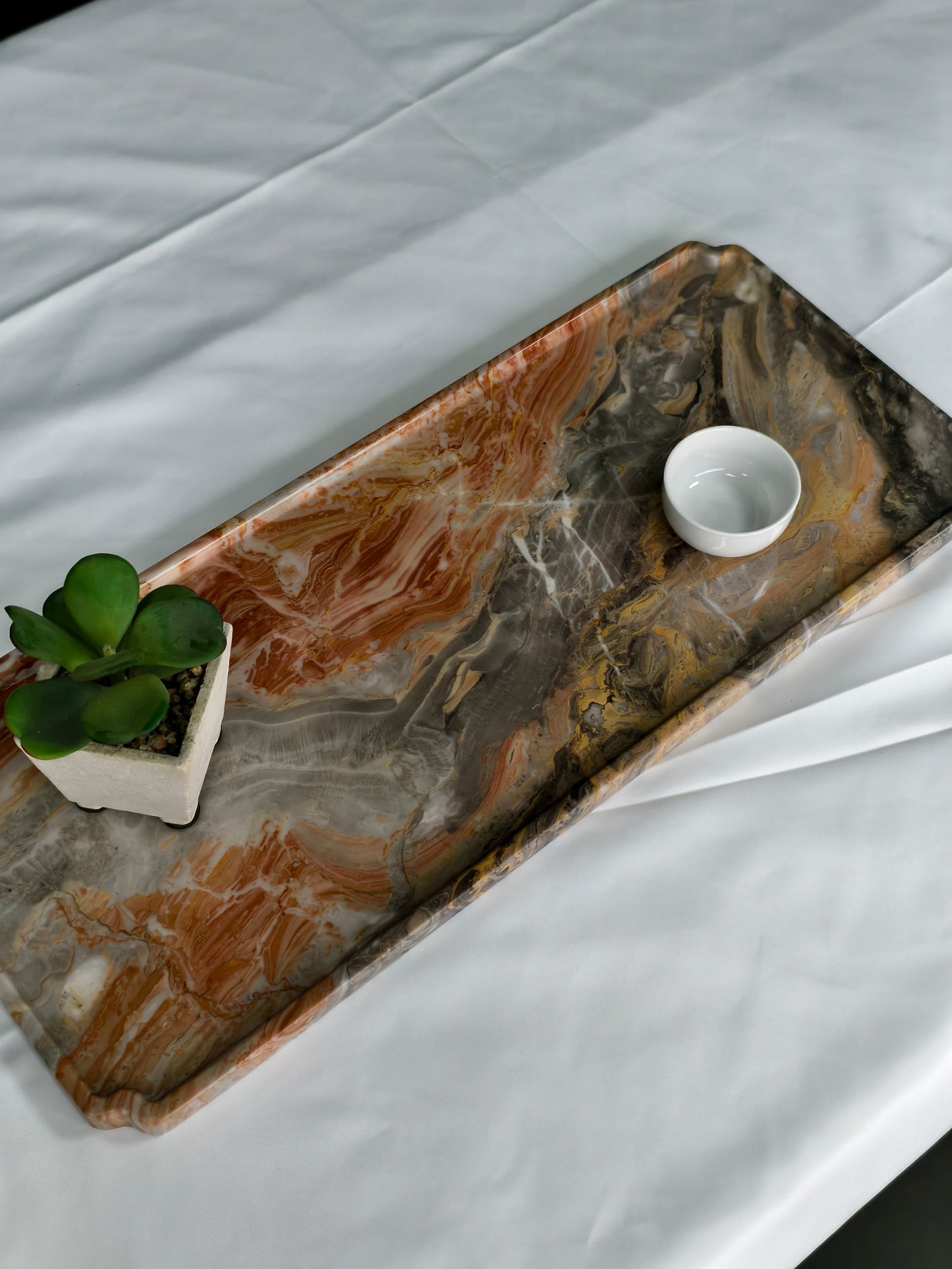 Venetian Brown Luxury Stone Tea Tray