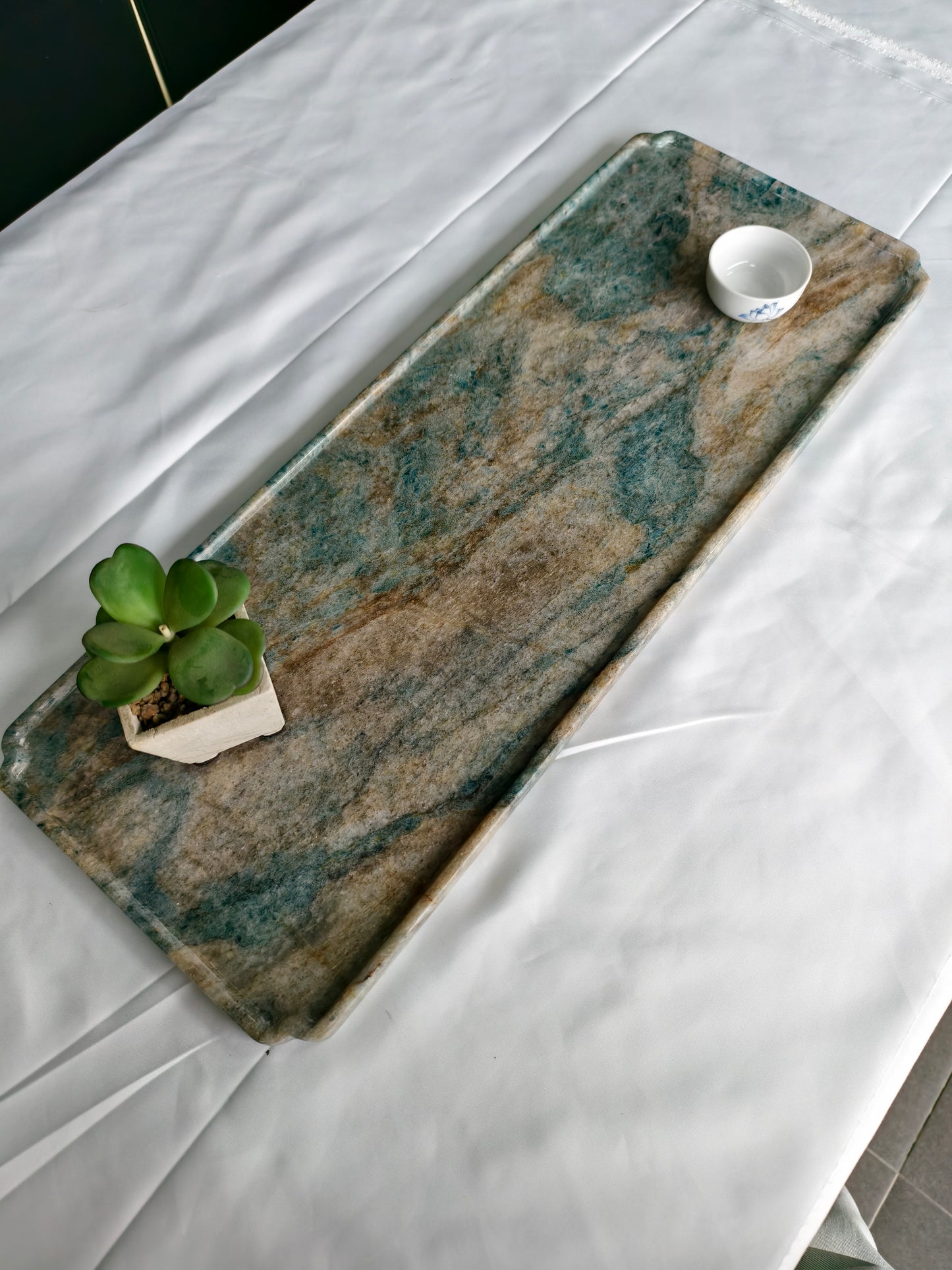 Amazon Blue Luxury Stone Tea Tray