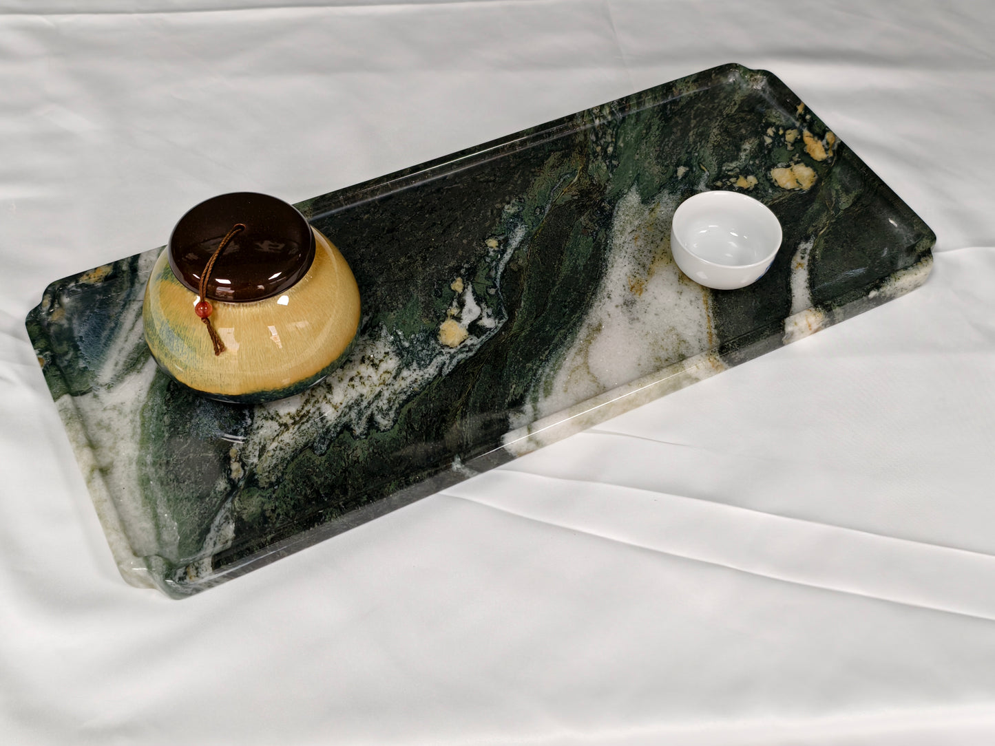 Panda White Marble Tea Tray