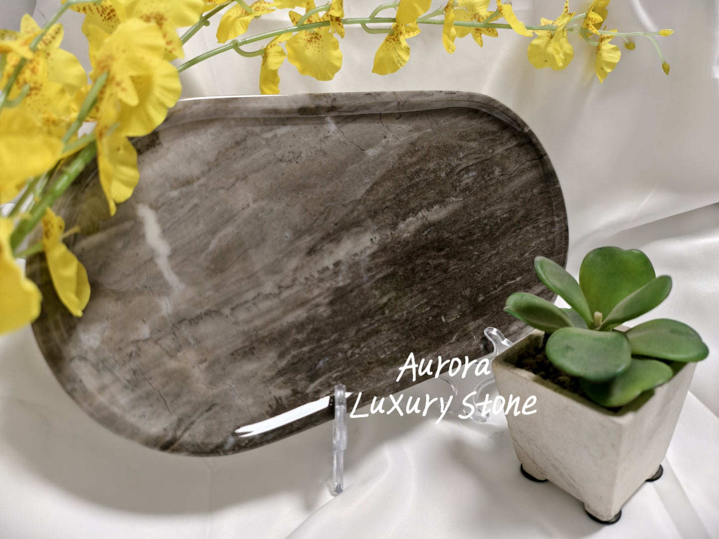 Venetian Brown Luxury Stone Tea Tray