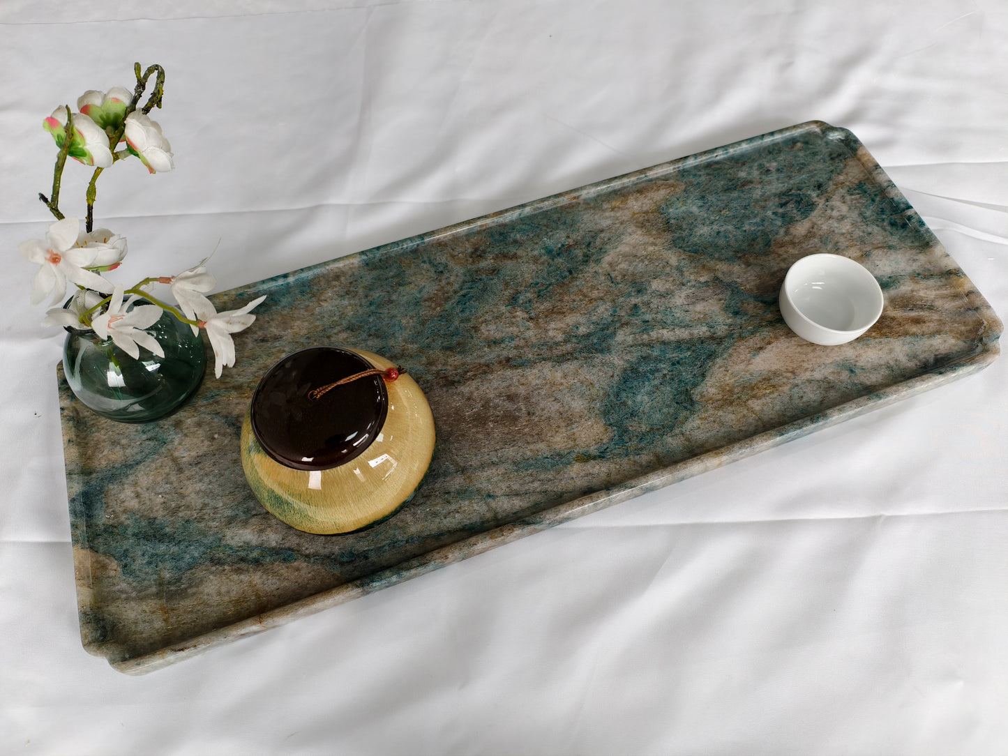 Amazon Blue Luxury Stone Tea Tray