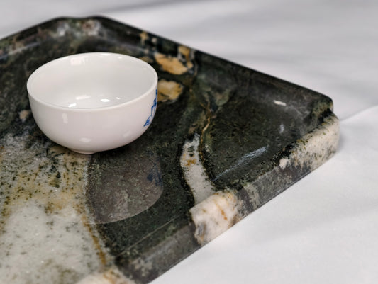 Panda White Marble Tea Tray