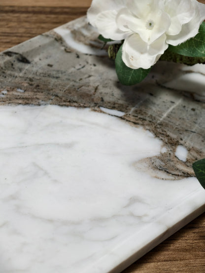 Shark Fin White Luxury Stone Tea Tray