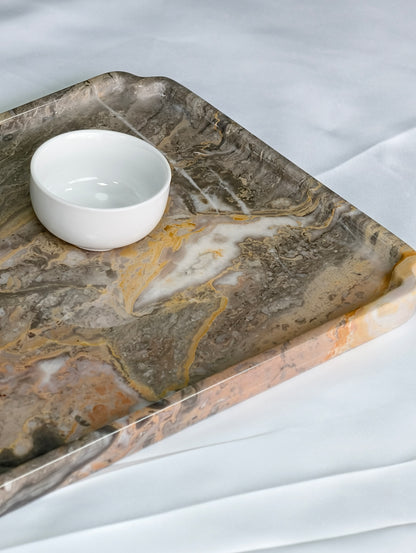 Venetian Brown Luxury Stone Tea Tray