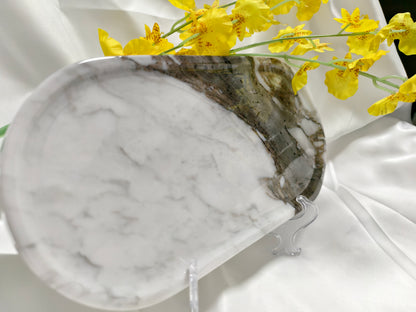 Shark Fin White Luxury Stone Tea Tray