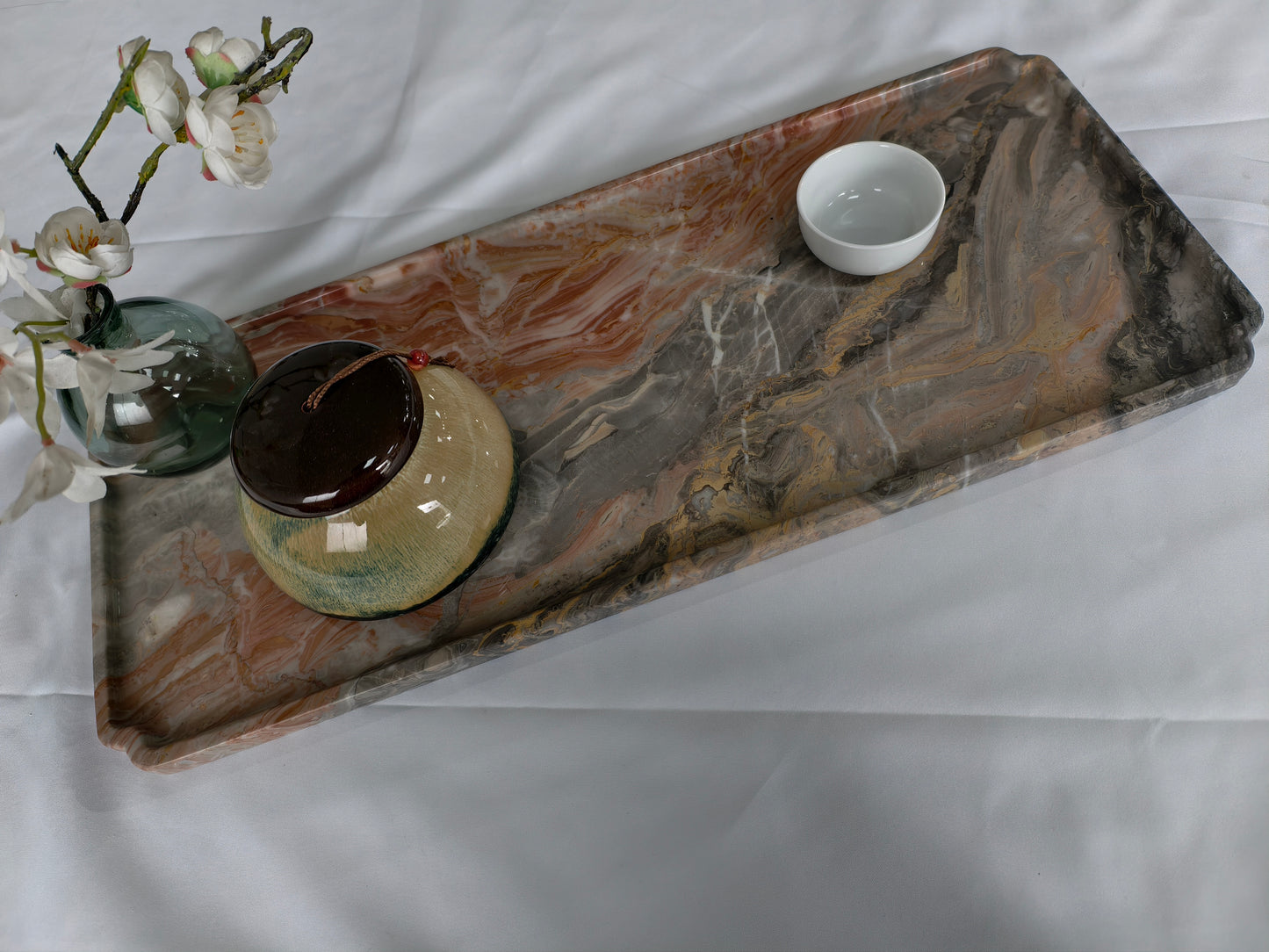Venetian Brown Luxury Stone Tea Tray